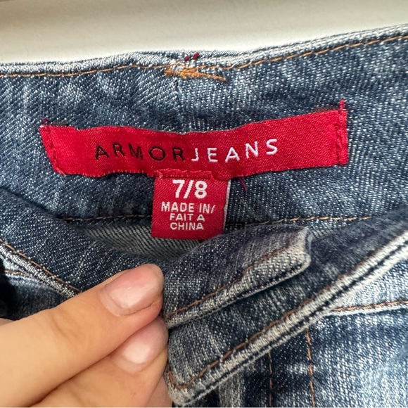 Y2K Upcycled Denim Mini Skirt | Vintage Low Rise Jean Skirt Cuffed Hem 7/8 - Picture 5 of 7